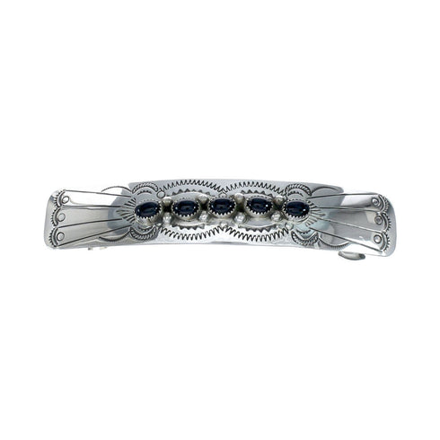 Navajo Sterling Silver Onyx Hair Barrette NN20400